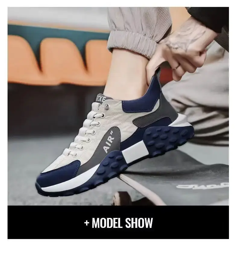 Miniaturbild: Thick Sole Mens Sneakers Fashion Man Shoe Versatile Vulcanized Shoe Lace Up Outd