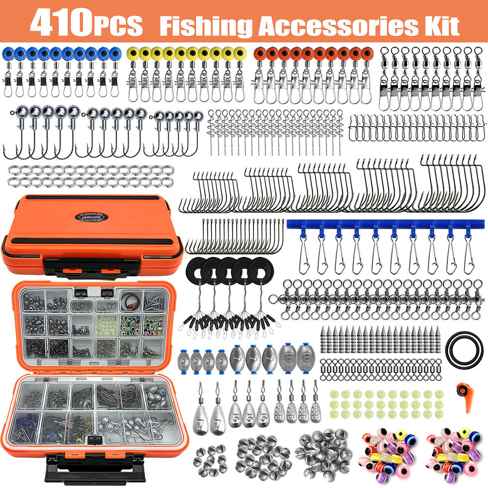 Thumbnail: 170-410pcs Professional Fishing Kit with Tackle Box, Hooks Sinkers Swivels for B