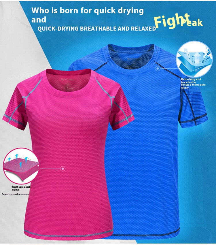 Thumbnail: women Quick-drying Round Neck Sport T-shirt Gym Fitness Shirt Short Sleeve Train