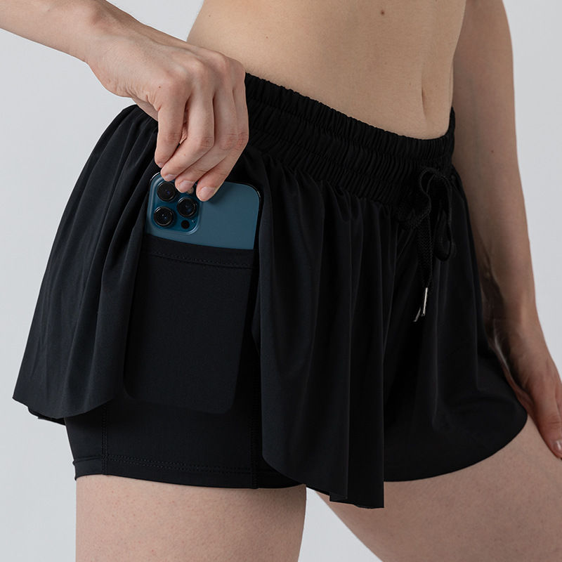 Thumbnail: 2 in 1 Flowy Sports Shorts Women Running Short Butterfly Tennis Skirt with Pocke