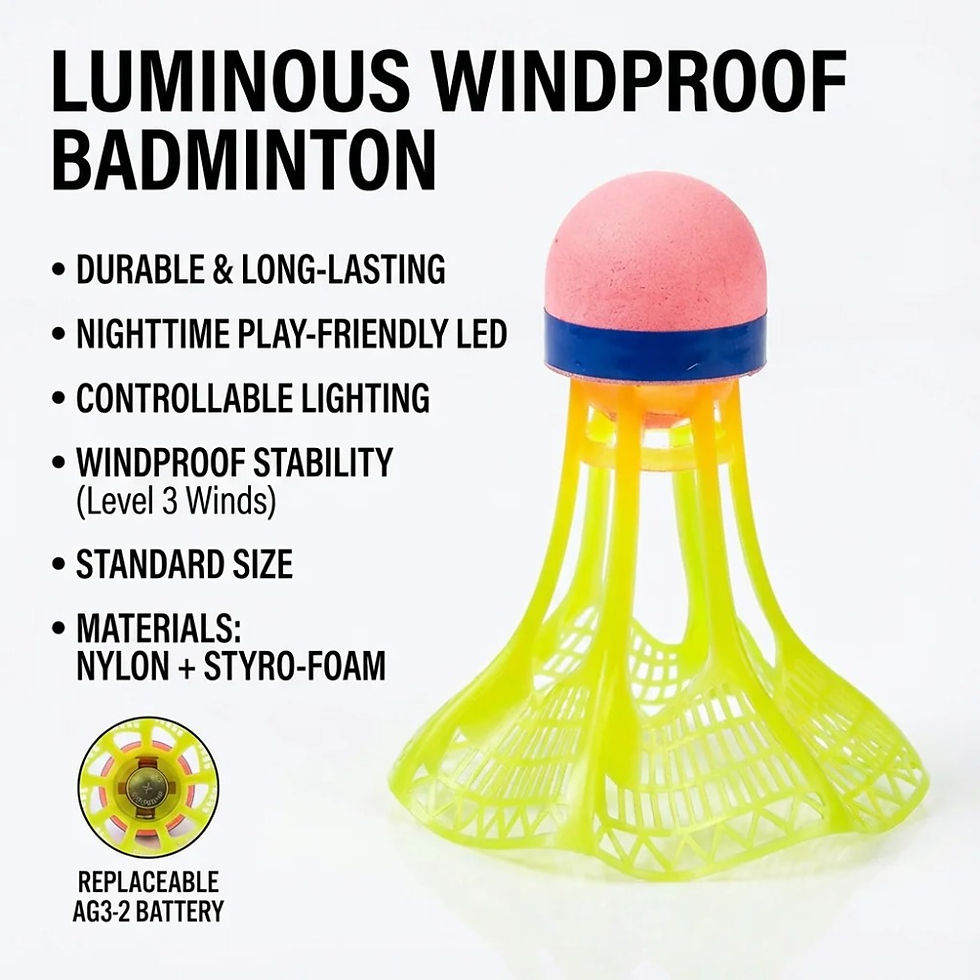 Miniaturbild: Glow-in-the-Dark LED Badminton Shuttlecocks (1/2/5 Packs): Windproof Design for 