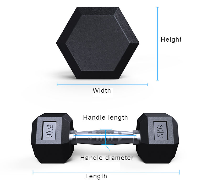 Thumbnail: 5kg 10kg 15kg 16kg  Multi weight Black Rubber Hex Dumbbells  kettlebell  fitness