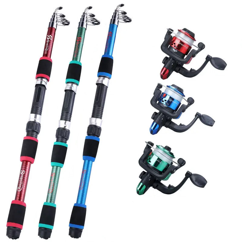 Thumbnail: Fishing Pole Set Full Kits With Telescopic Fishing Rod And Spinning Reel Baits H