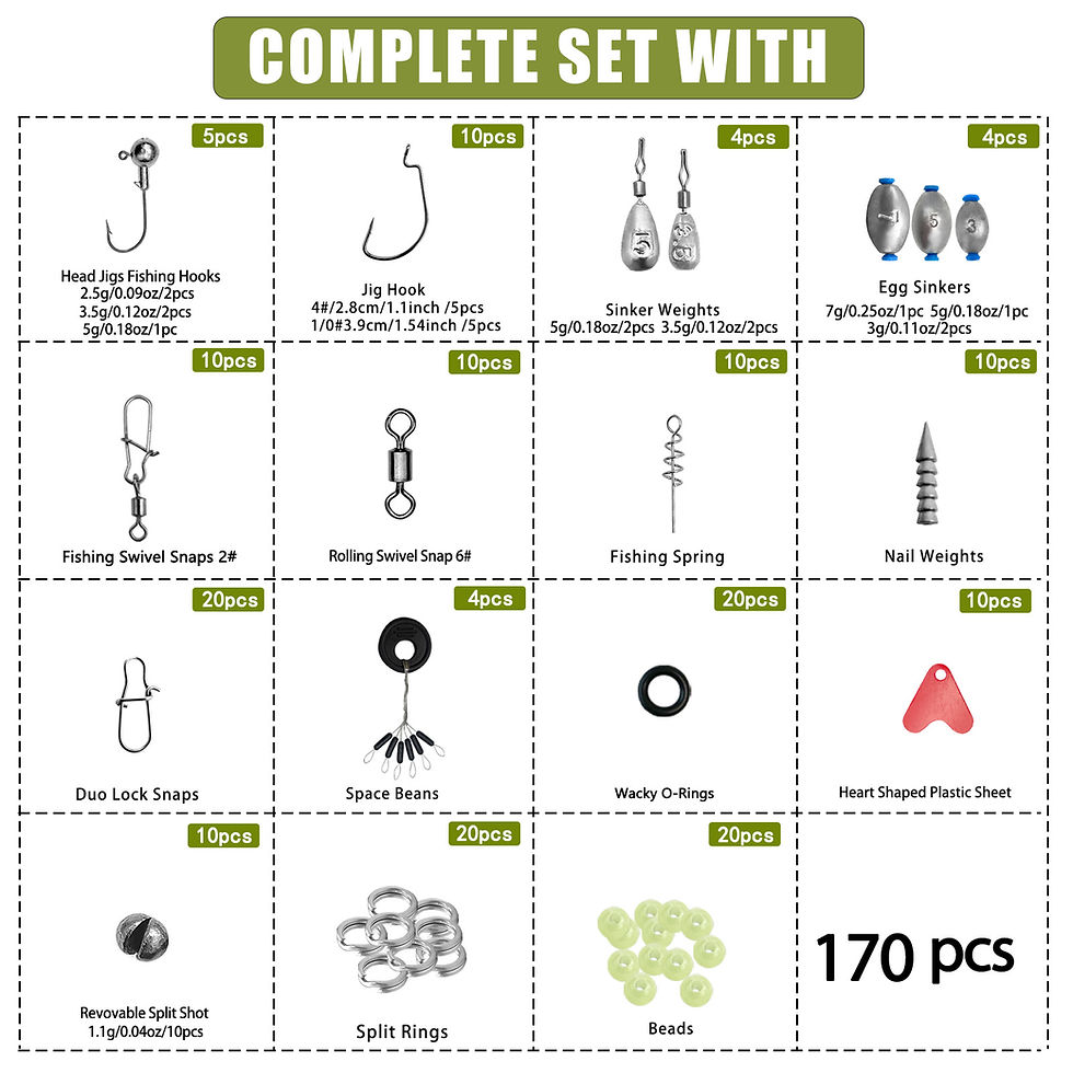 Thumbnail: 170-410pcs Professional Fishing Kit with Tackle Box, Hooks Sinkers Swivels for B