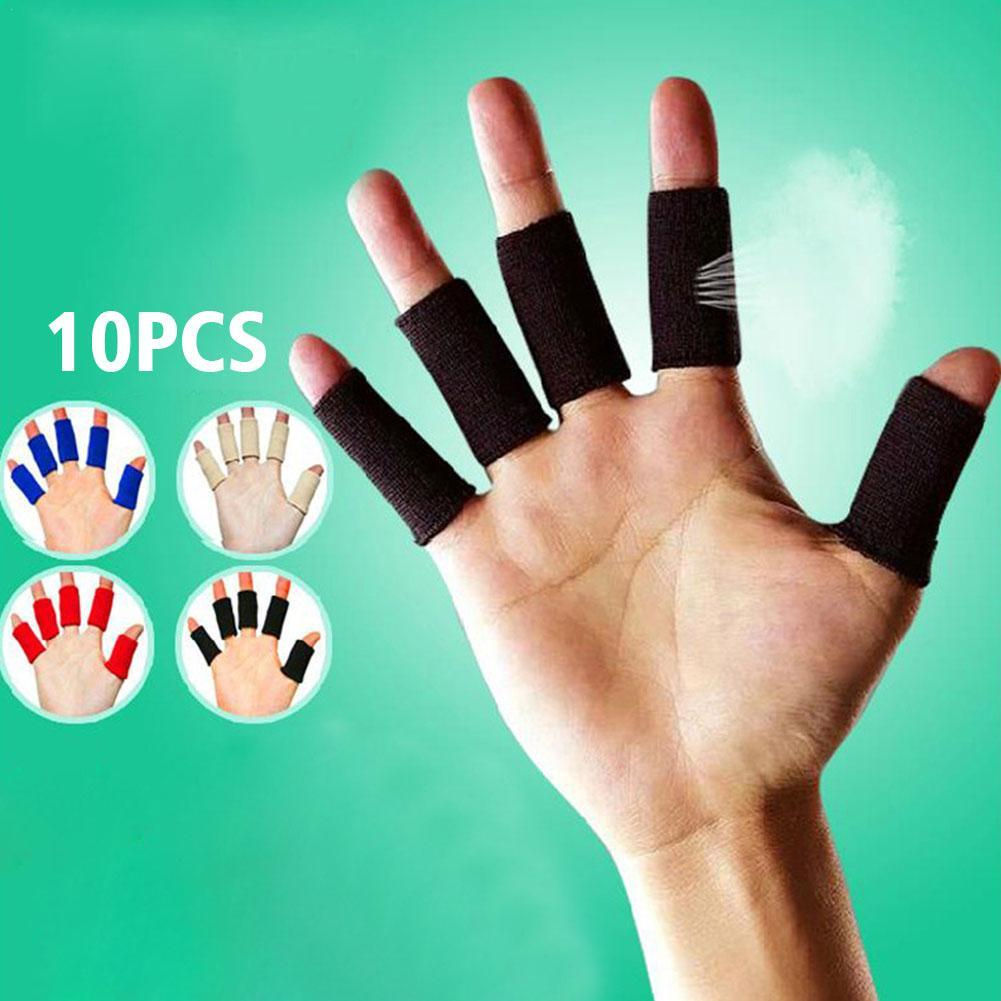 10pcs Nylon Finger Sleeve Support Thumb Brace Protector Gear Breathable Elastic 