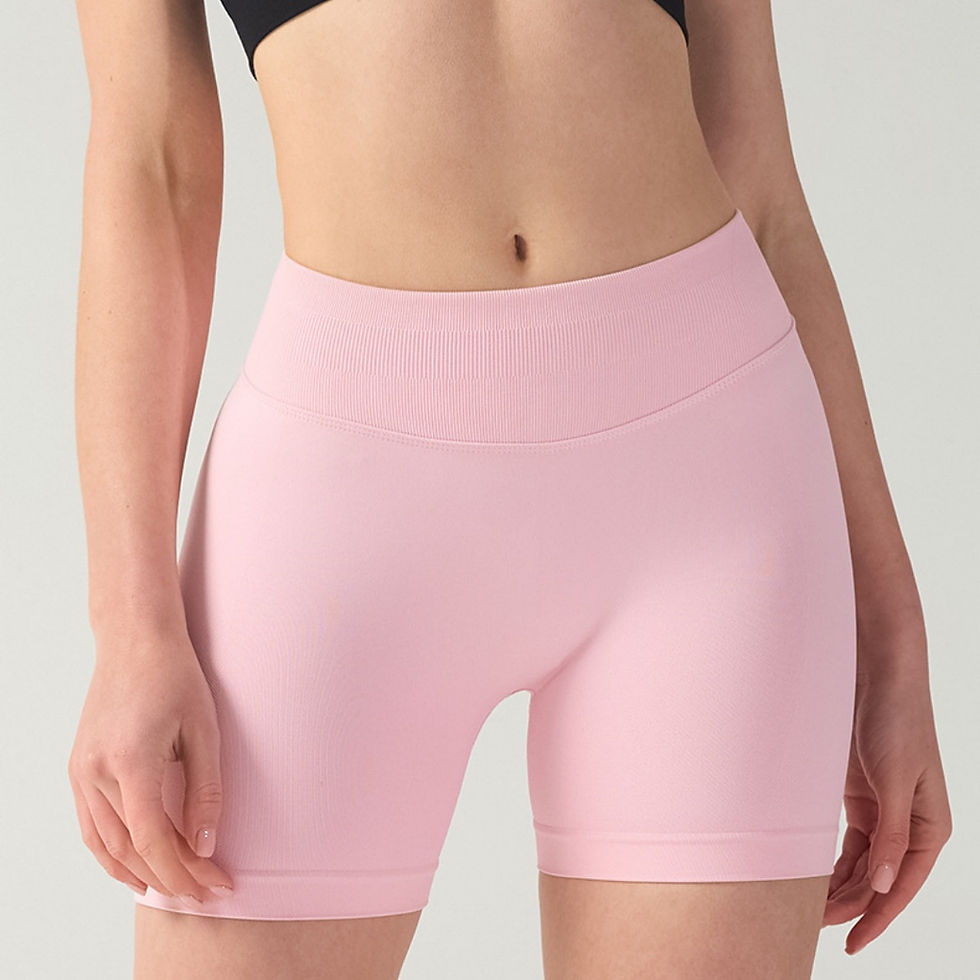 Thumbnail: Pilates knit shorts medium intensity training high stretch peach hips no awkward