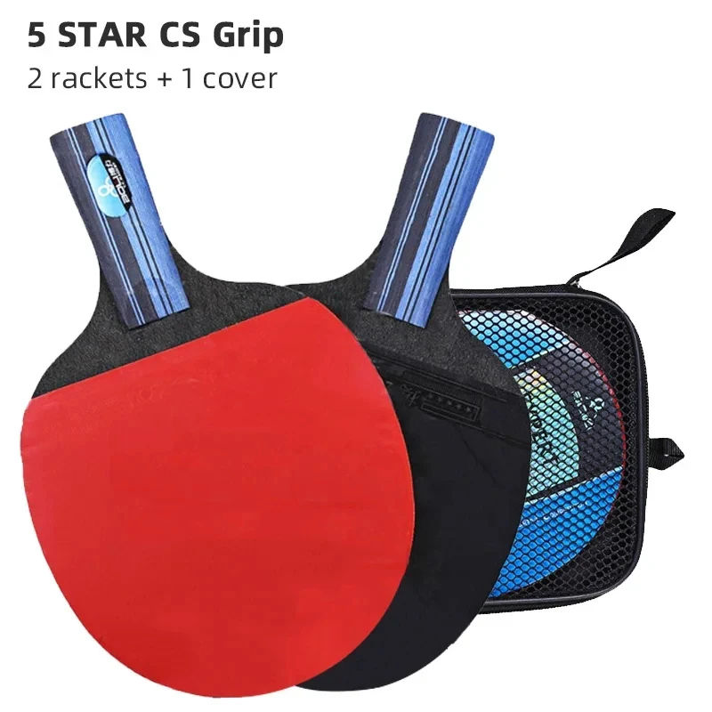 Thumbnail: 5/6 Star Table Tennis Racket Professional Ping Pong Racket Set Pimples-in Rubber
