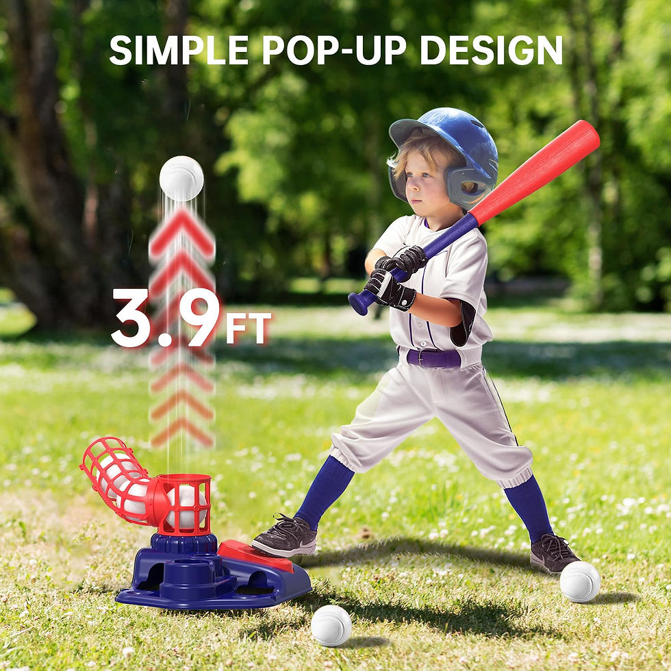 Thumbnail: 3-in-1 Kids Baseball Set for Ages 3-5/5-8, Batting Tee, Stand Tee, Pitching Mach