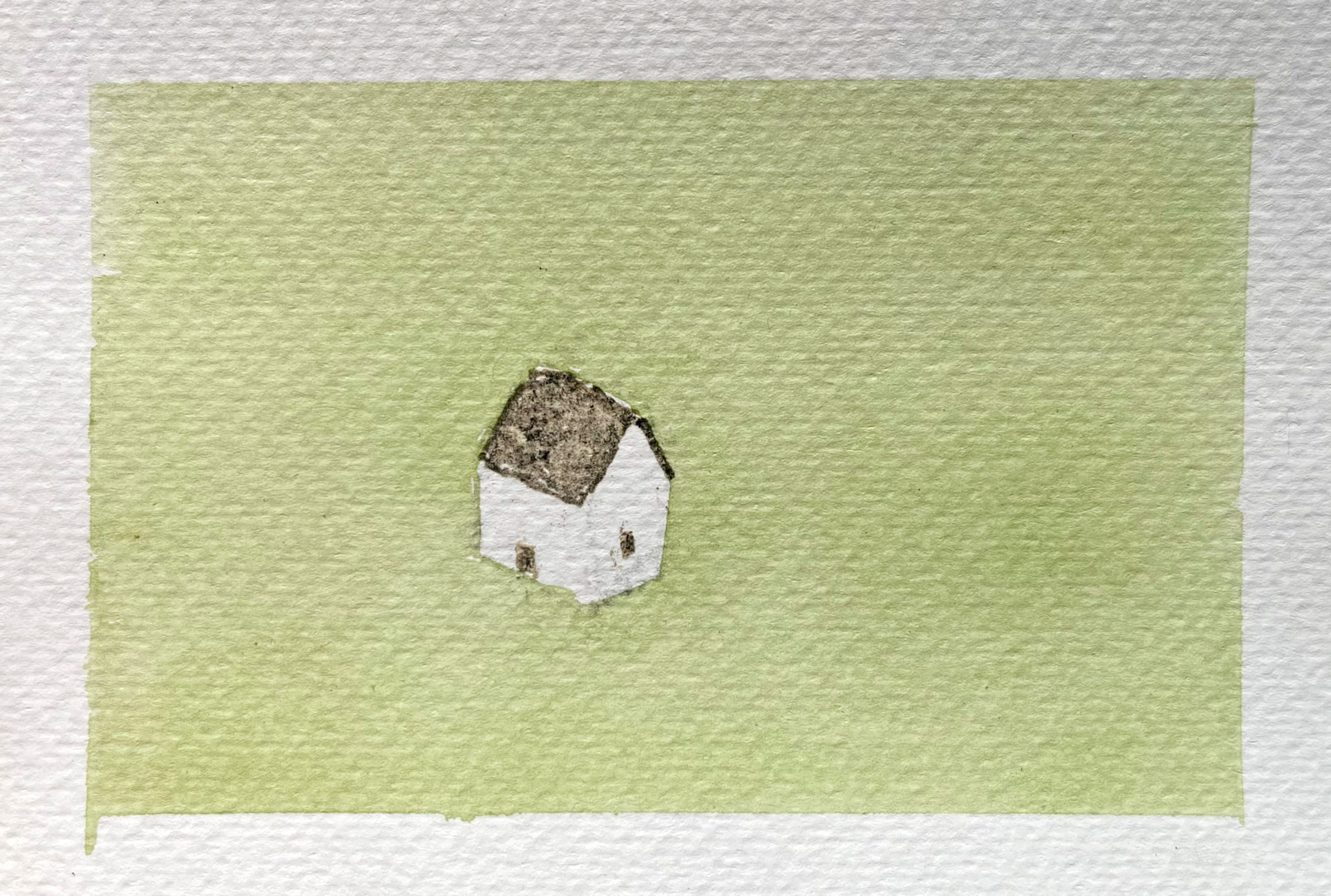 Irish Cottage - Natural handmade ink on paper, 4.1 x 5.8"