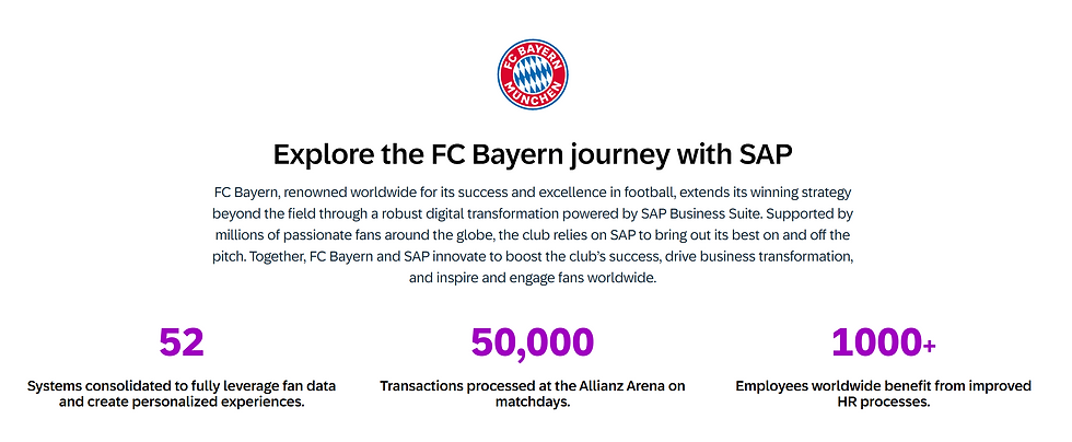 Bayern Munich SAP digital transformation consolidating 52 databases