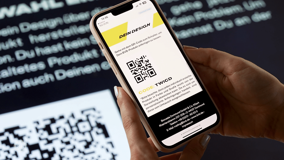 Borussia Dortmund Textile Customizer: Interactive touchpoint for first-party data capture via QR code in Sports Experience Hub concept