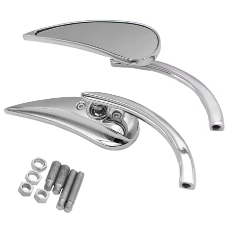 Warpath Moto Sleek Black Mirrors - Teardrop Chrome