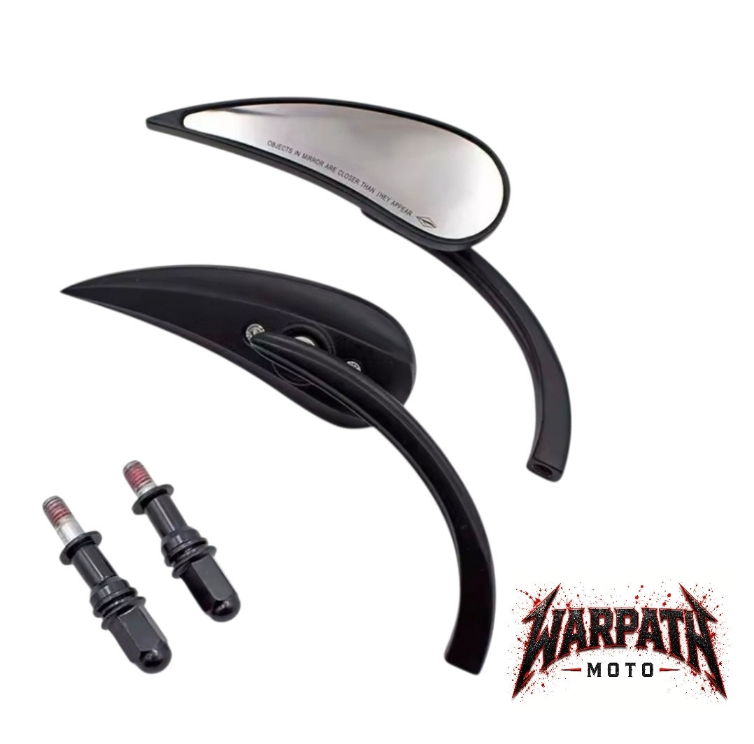 Warpath Moto Sleek Black Mirrors - Teardrop Black