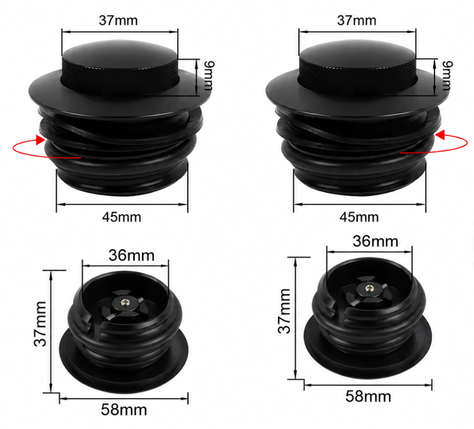 Flush Mount Fuel Tank Cap - Black