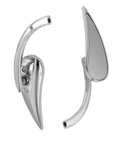 Warpath Moto Sleek Black Mirrors - Teardrop Chrome