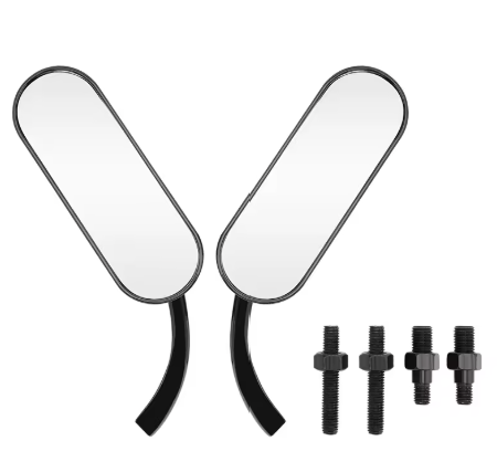 Warpath Moto Adjustable Oval Rear View Mirrors - Black
