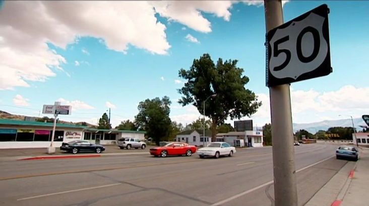 Top Gear Series 12 Episode 2 - The presenters are parked out side of a classic American diner to get some breakfast in a very small town.