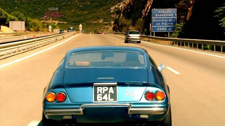 Top Gear Series 12 Episode 5 - Richard is driving the Ferrari Daytona along the coastal highway in Italy.