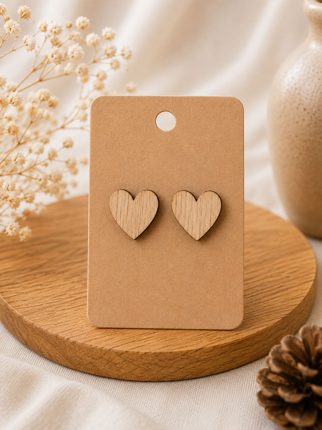 Houten studs Little heart