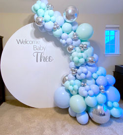 6.5ft White Backdrop with Balloon garland