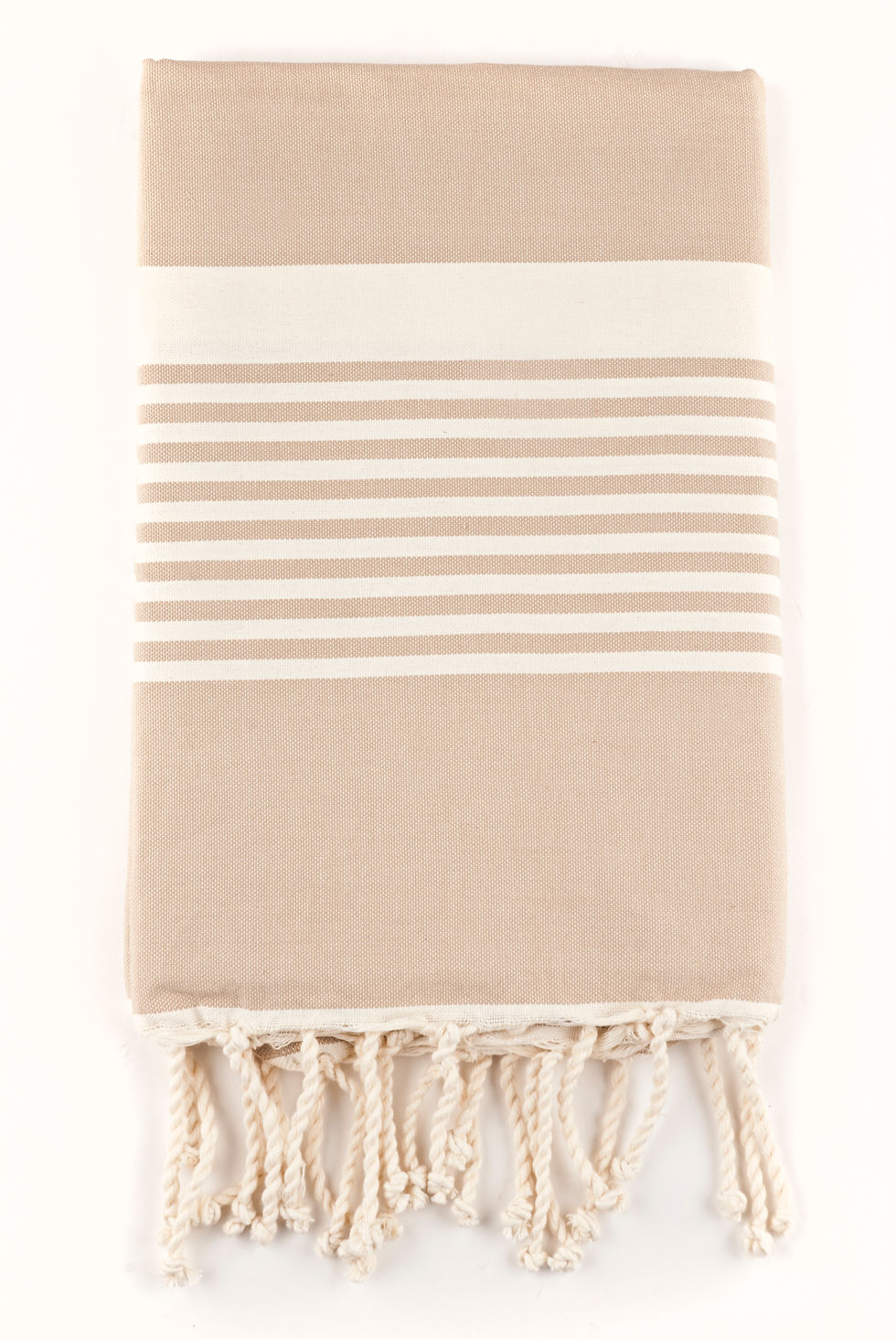 Fouta Beige Rayas Blancas