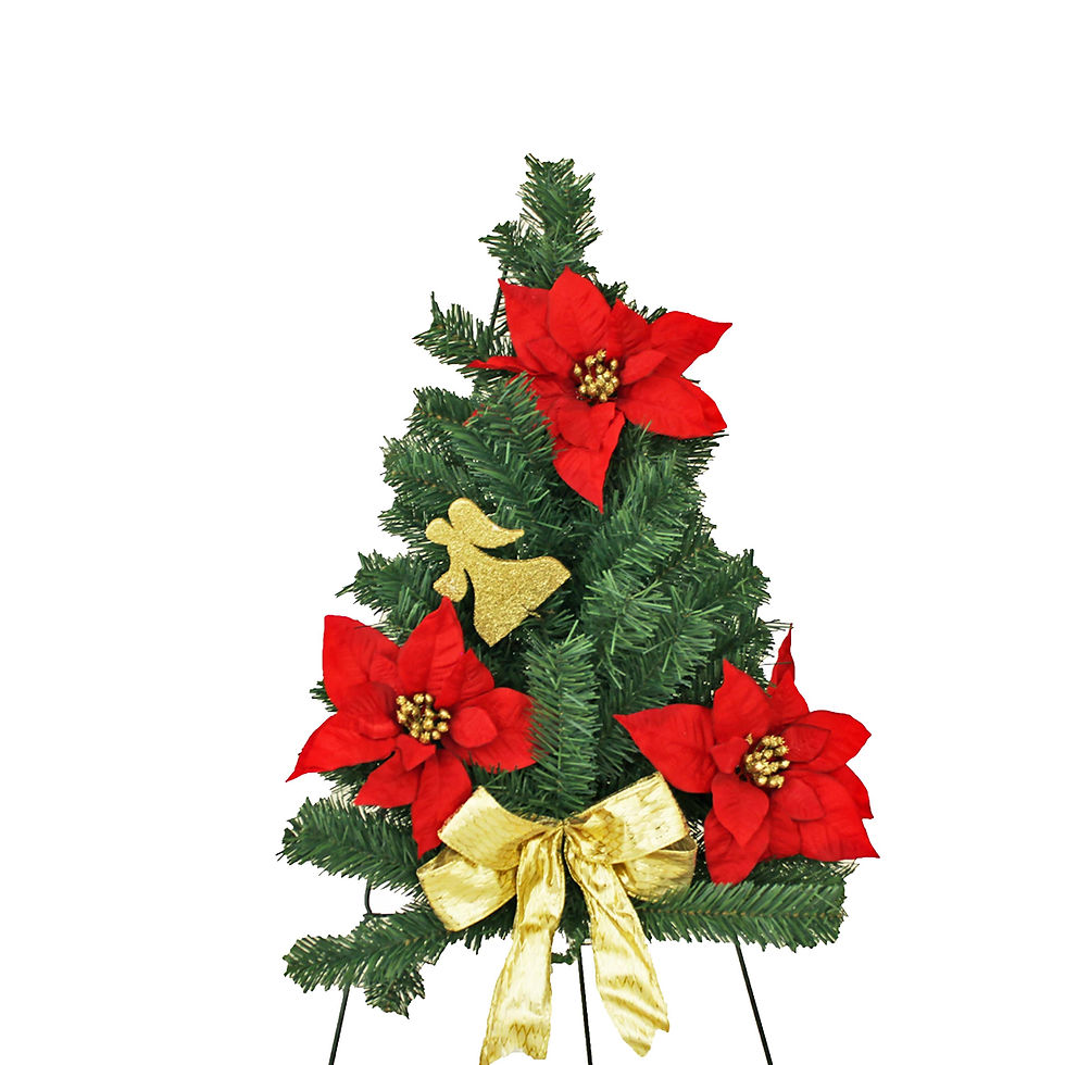 Heritage Flowers JX- 1884 Holiday Tree with Red Ribbons and Festive Decorations 24"