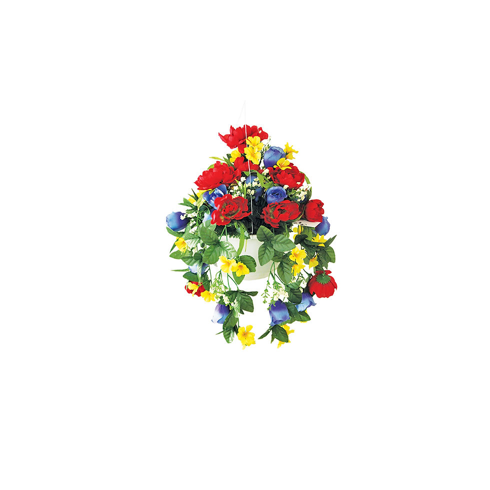 Heritage Flowers J-1818 17" Rose / Peony / Geranium Large Hanging Basket