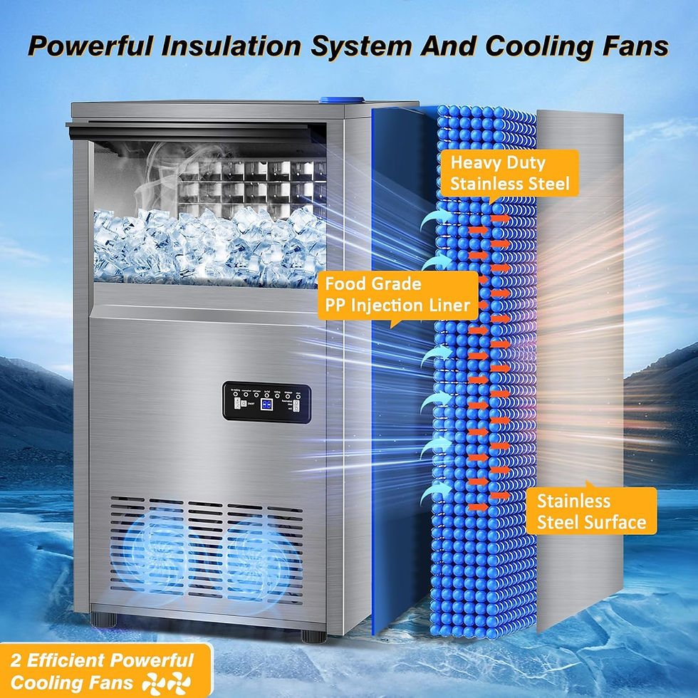 Thumbnail: Commercial Ice Maker Machine with 2-Water Inlet Options, 40 lbs Storage Bin, 140