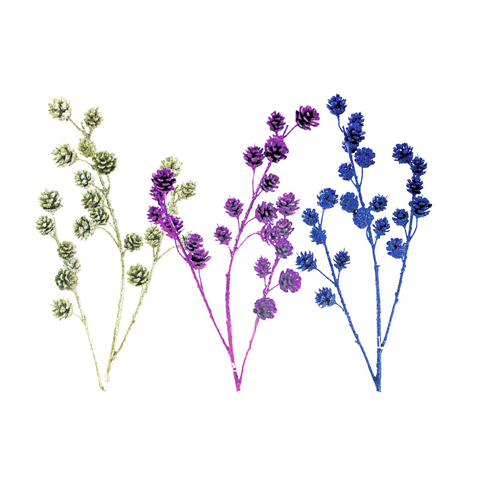 Heritage Flowers JX-1499-B/P/S 22.5" Glitter Pinecone Spray x3