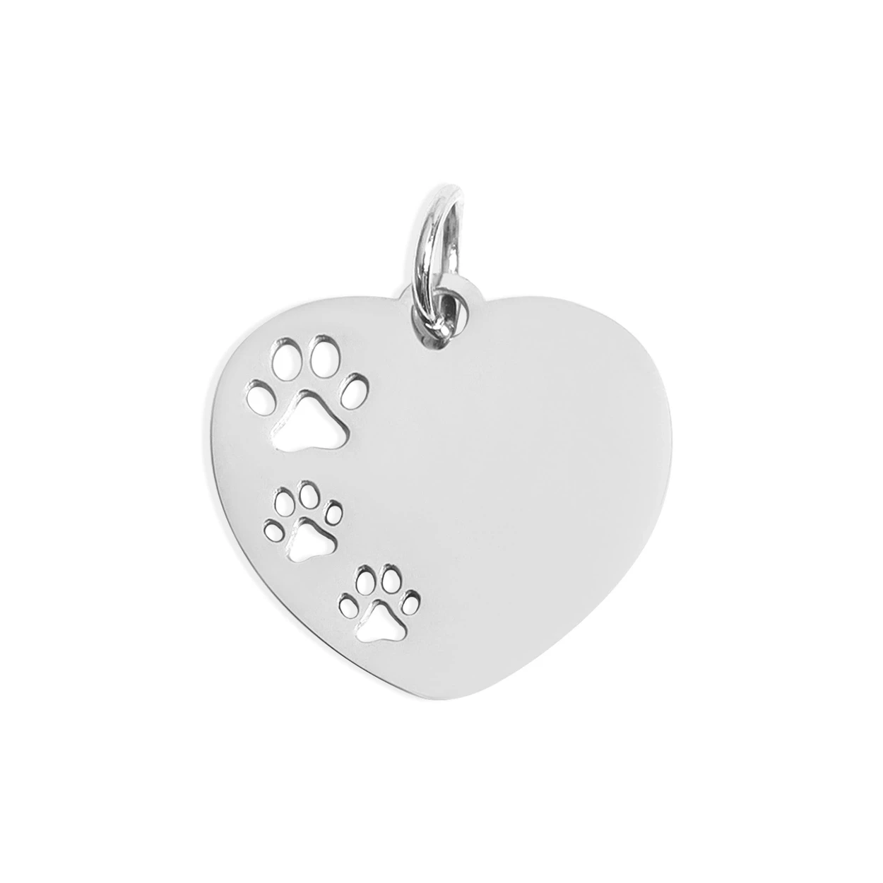 Personalized Paw Print Heart Charm