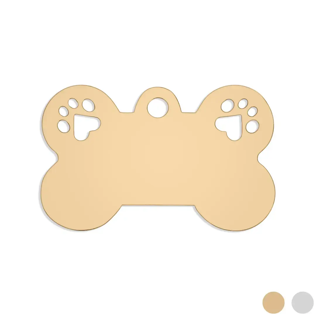 Personalized Stainless Steel Paw Print Pet Tag (Small)