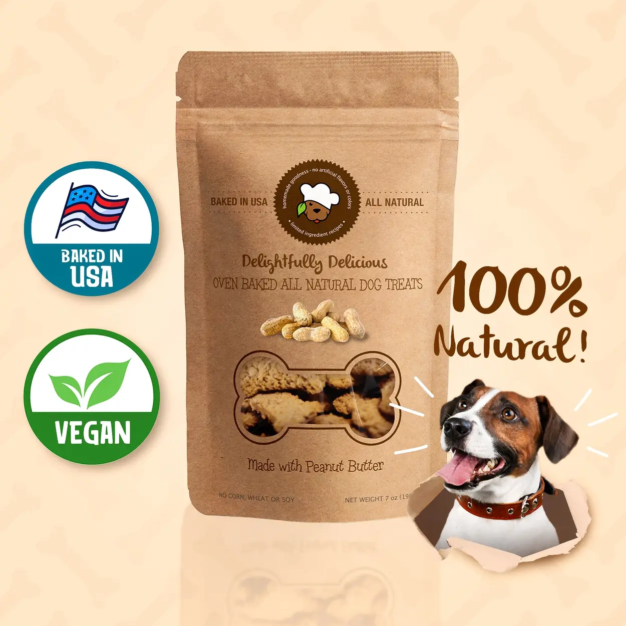 Natural homemade peanut butter dog treats