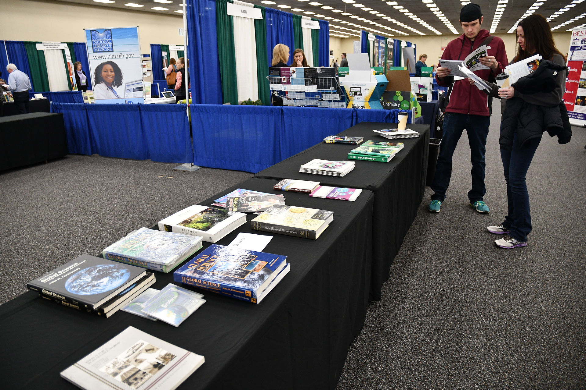 Textbooks on display