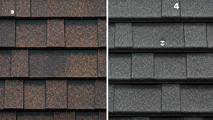 Comparison of Class 3 and Class 4 impact-resistant roofing shingles showing differences in durability and hail resistance.