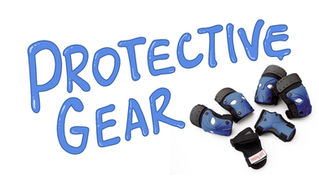 A child wearing full skating protective gear for kids, including a helmet, knee pads, elbow pads, and wrist guards, ready to skate safely.