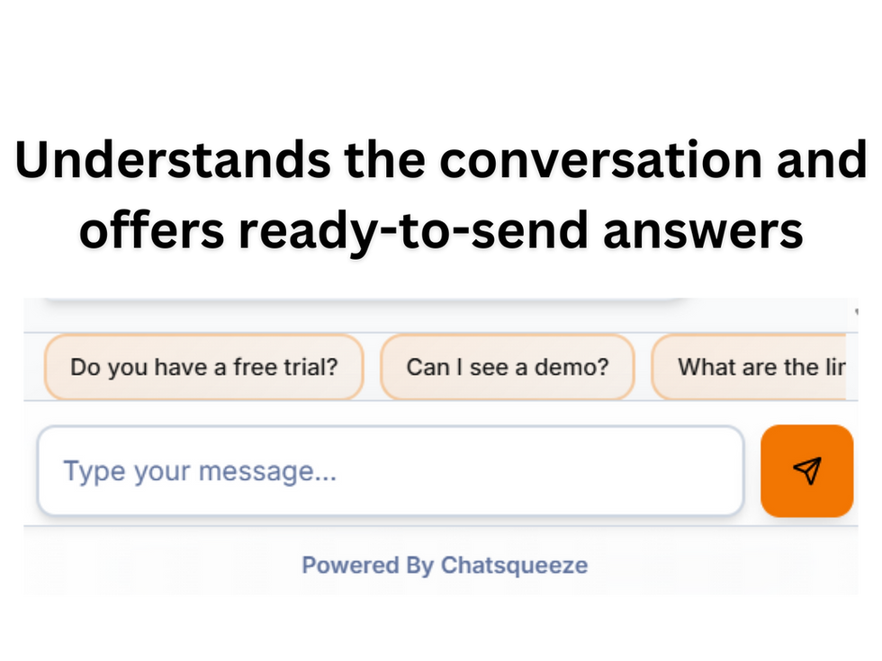Eye-level view of a website chatbot window showing AI suggested one-tap reply options