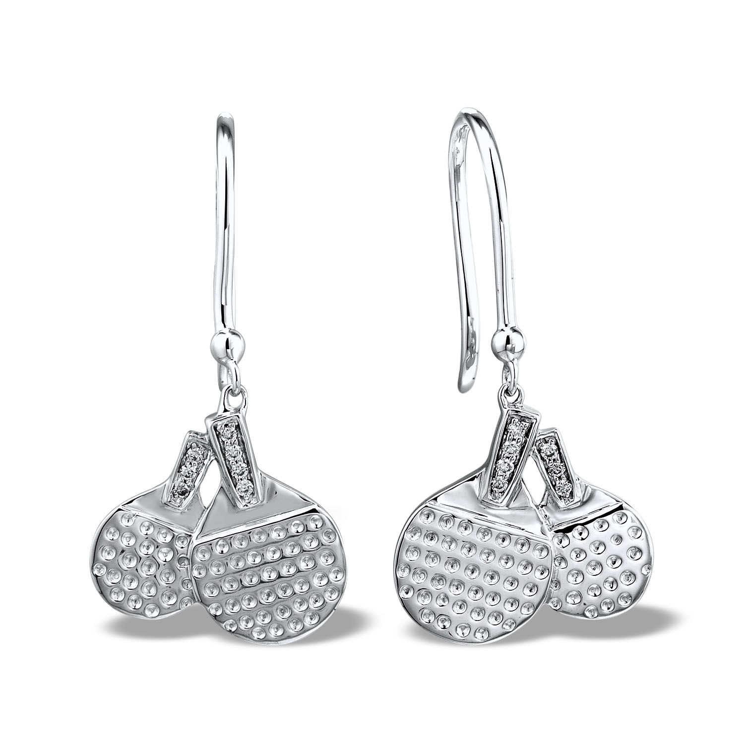 White Gold Table Tennis Hook Earrings
