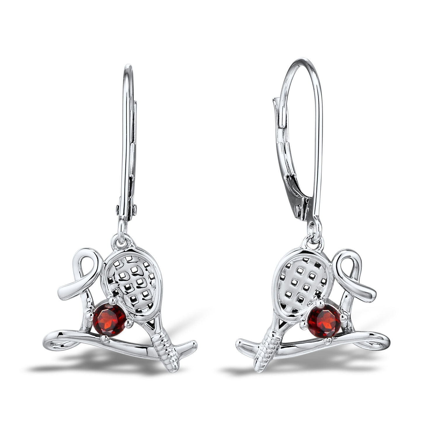 Sterling Silver & Garnet Tennis Earrrings