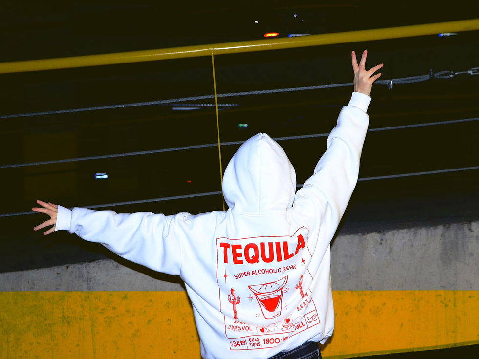 Küçük resim: TEQUILA Beyaz Baskılı Hoodie (Unisex)