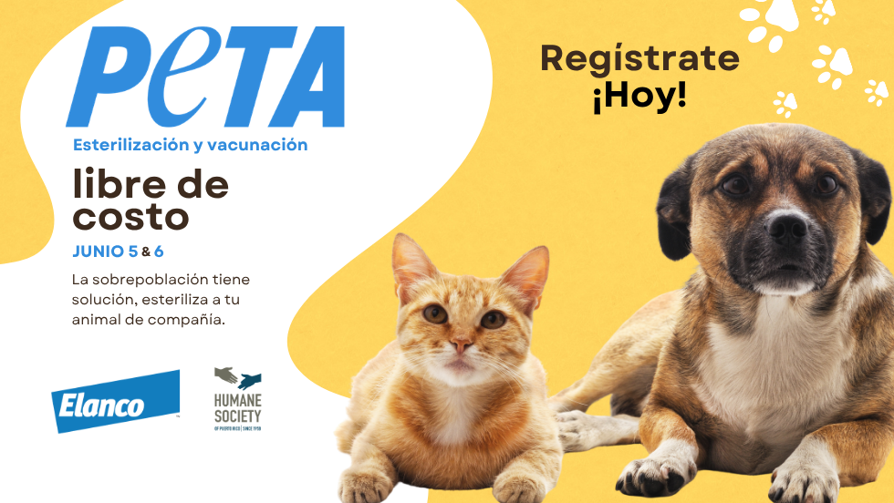 PETA - Clínica de esterilización y vacunación junio 5 y 6 del 2026