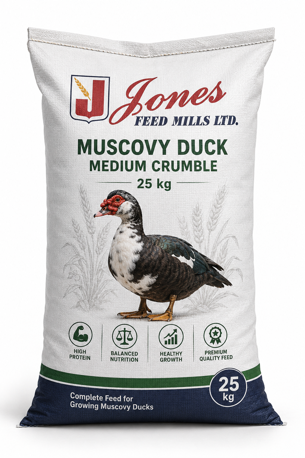 Jones Feed Mills Muscovy Duck Starter Feed 25 kg | Medium Crumble for Ducklings