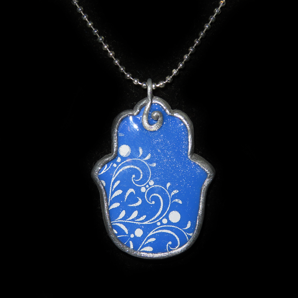 Thumbnail: Hamsa Clay Damask Silk Screen Jewelry