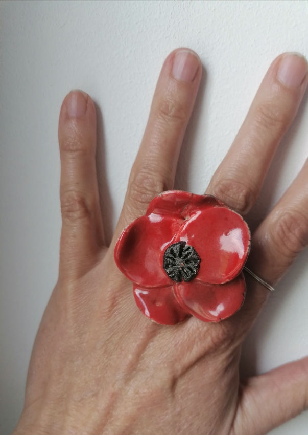 Miniature : GRANDE BAGUE FLEUR EN RAKU