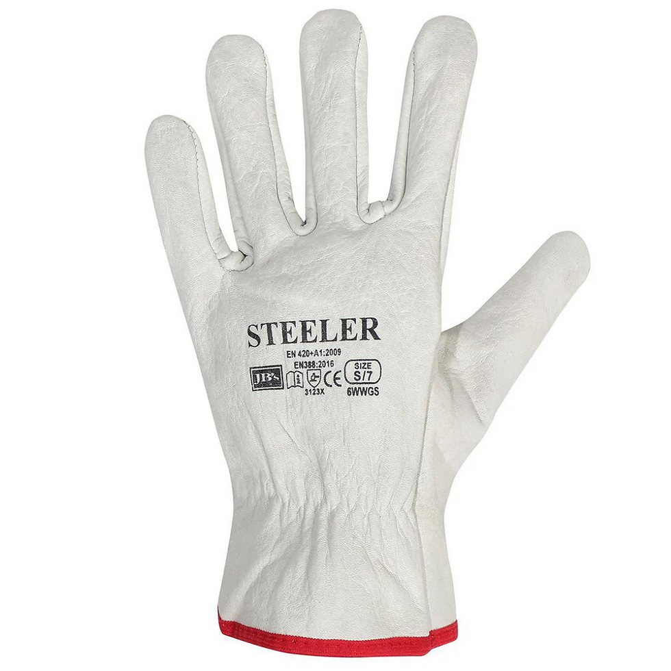 white leather gloves with a red trim around the cuff