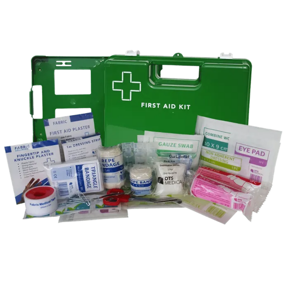 Workplace-themed Industrial First Aid Kit for 1–15 people comes in Plastic wall mountable box