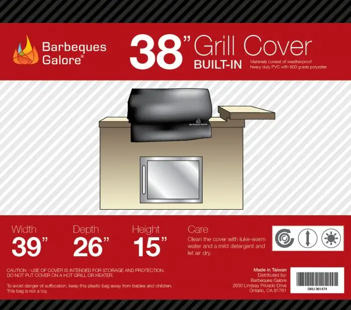 Barbeques Galore 38" Universal Cover For Built-In Grill