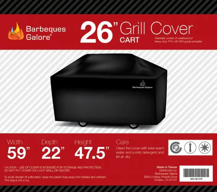 Barbeques Galore 26" Universal Cover For Freestanding Grill