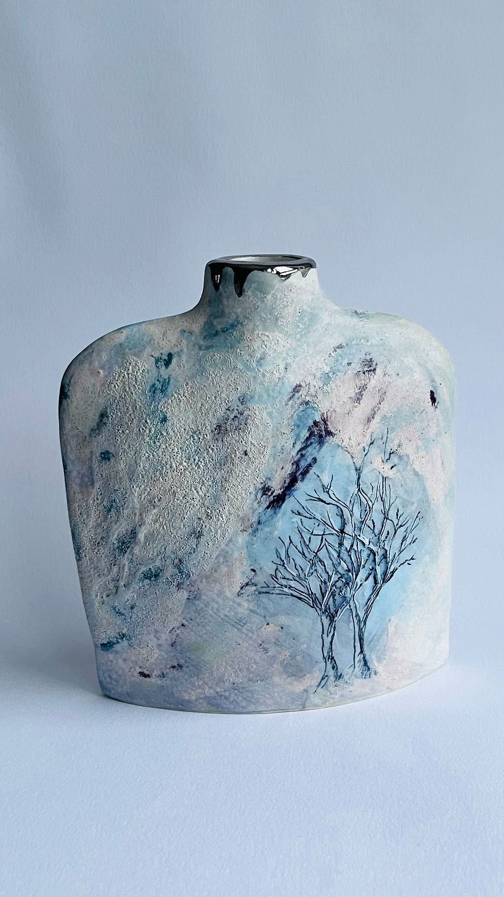 Thumbnail: Nicola Briggs Large Silhouette Bottle Vase with Winter Trees