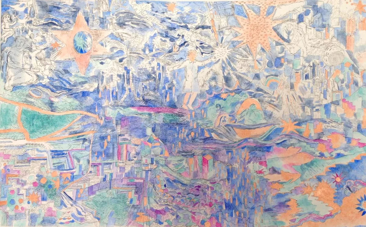 Treasured Scene Reflected (six differently hand coloured etchings.webp