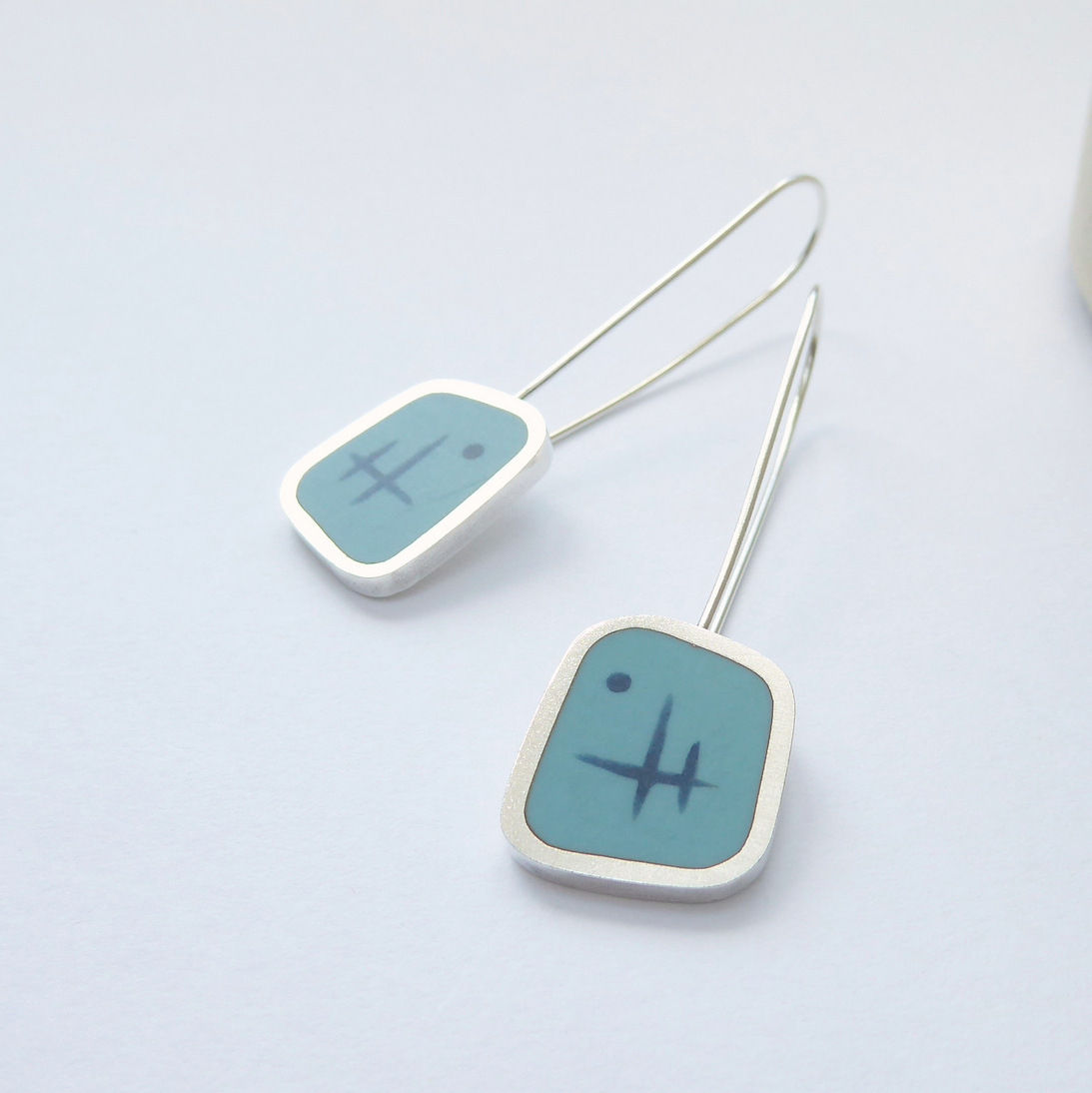 Su Trindle Atomic Long Drop Earrings (Blue)